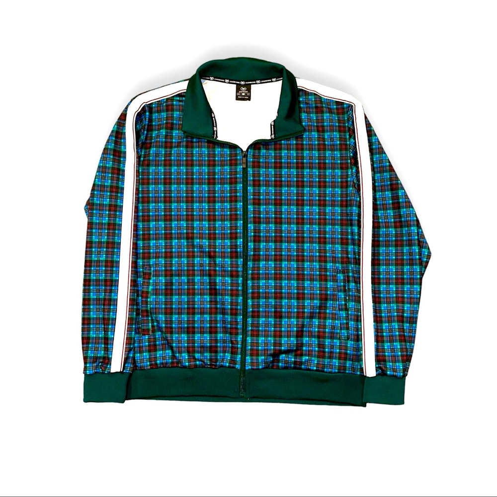 Jian Wang Track Jacket Men’s XXL Plaid Bomber Jacket